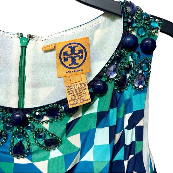 Tory Burch Embellished Silk Sleeveless Blouse Size 4 - Picture 4 of 8